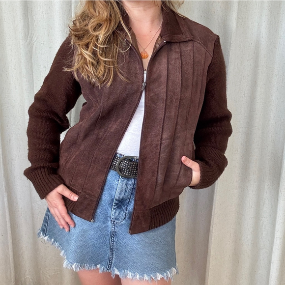 Vintage Leather Suede Jacket • S /M - Picture 2 of 10